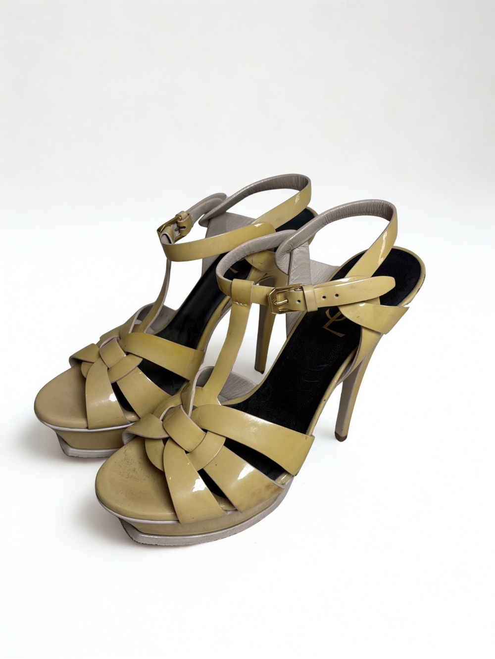 Saint Laurent Tribute Patent Leather Platform Sandals